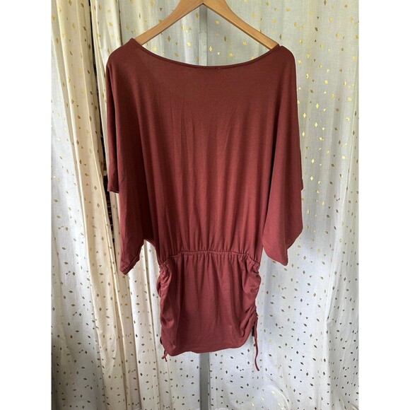 Mable Oversized Dolman Side Ruched Waist Drawstrings Manhattan Knit Dress M - Picture 3 of 8